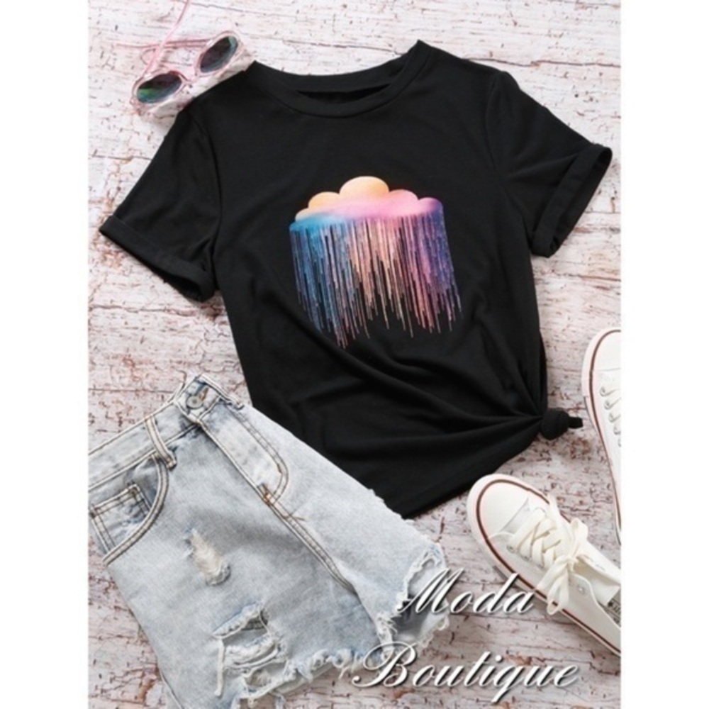 Rainbow Rain cloud Fitted Scoop Tee